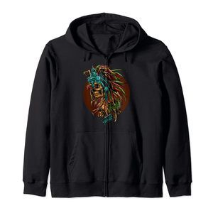 Aztec Skull Cool Death's Head Skeleton Inca Maya Gift Idea Zip Hoodie